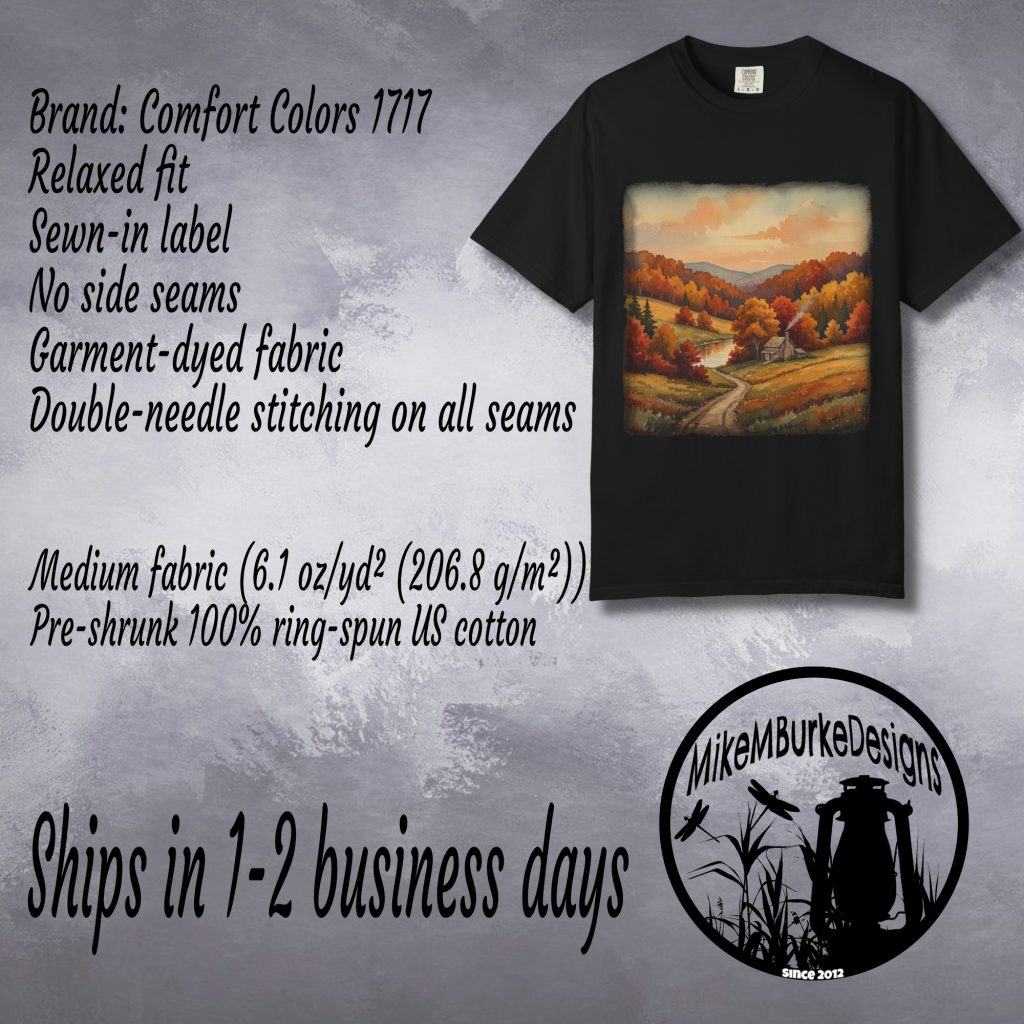 Fall Art Vintage Style T-Shirt, Country Autumn Scene Tee, Comfort Colors, Relaxed Fit, Pre-shrunk Cotton, Nature Gift for Her - Image 4