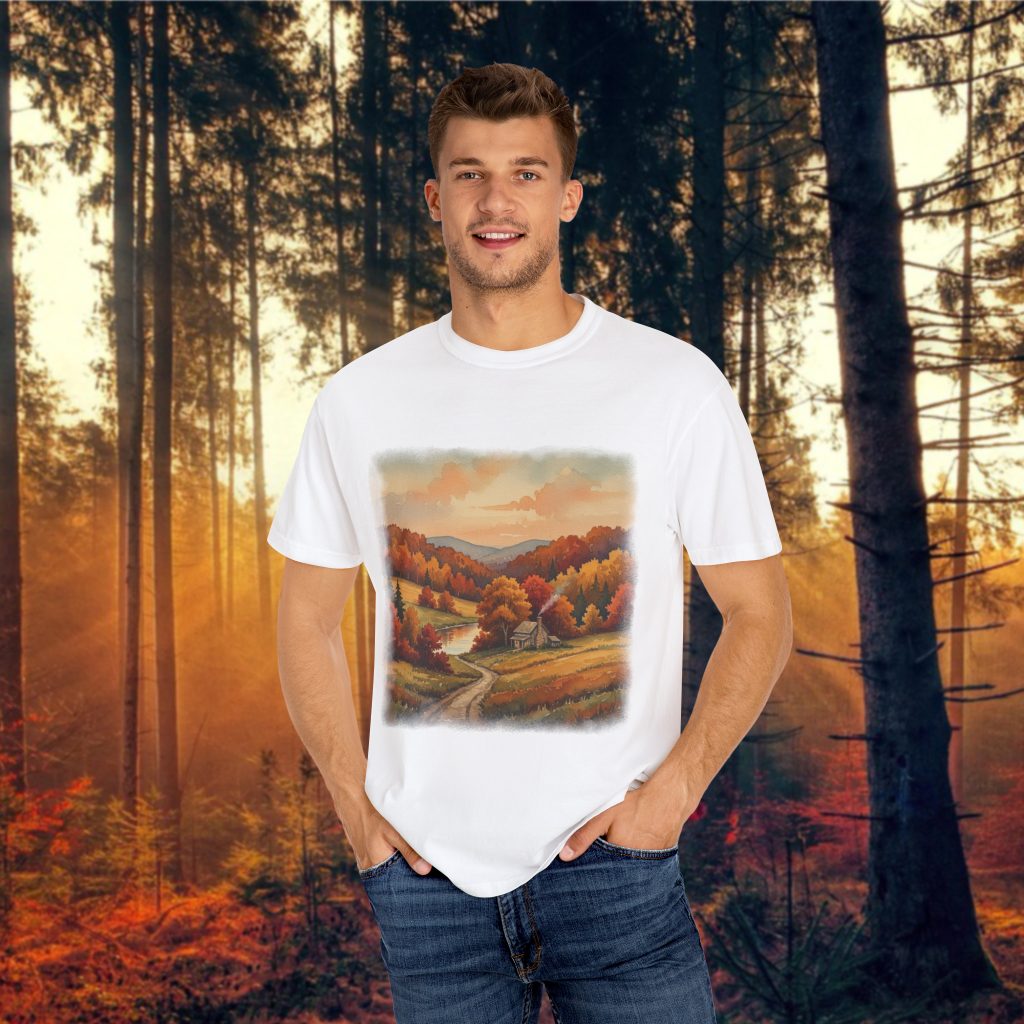 Fall Art Vintage Style T-Shirt, Country Autumn Scene Tee, Comfort Colors, Relaxed Fit, Pre-shrunk Cotton, Nature Gift for Her - Image 7