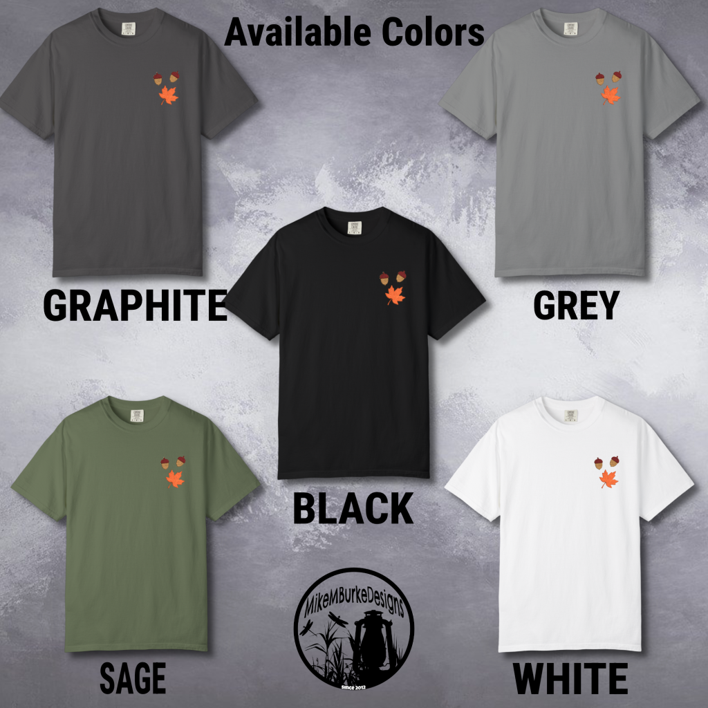 Embroidered Autumn T-Shirt, Fall Leaves and Acorns, Embroidery Tee, Gift for Women, Nature Shirt, Relaxed Fit, Cotton - Image 6