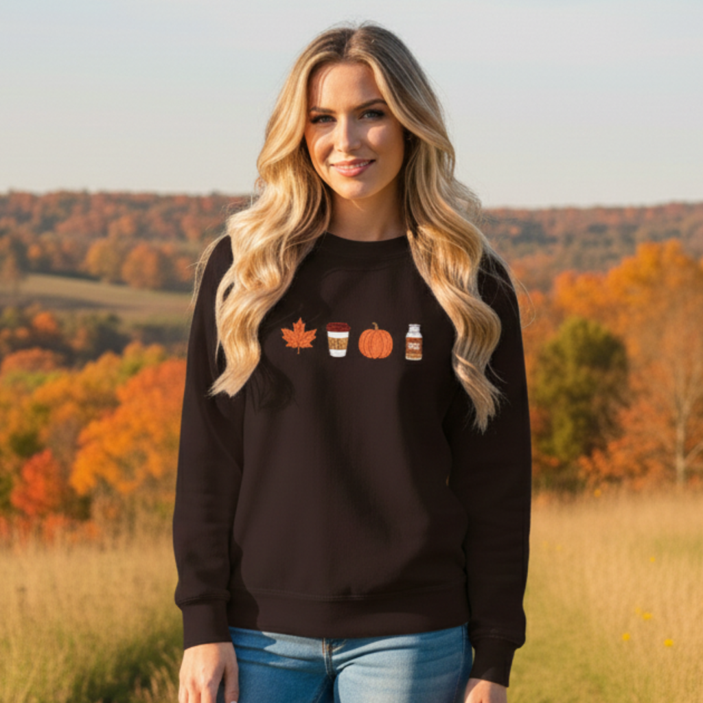 Embroidered Fall Leaves Sweatshirt, Autumn Orange and Red, Nature Lover Gift, Cotton Blend, Pre-Shrunk, Crewneck, Cozy Fall Apparel - Image 2