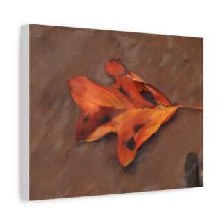 Autumn Orange Leaf Canvas Wall Art Print | Vibrant Fall Leaf Beneath River Surface | Peaceful Underwater Nature Décor