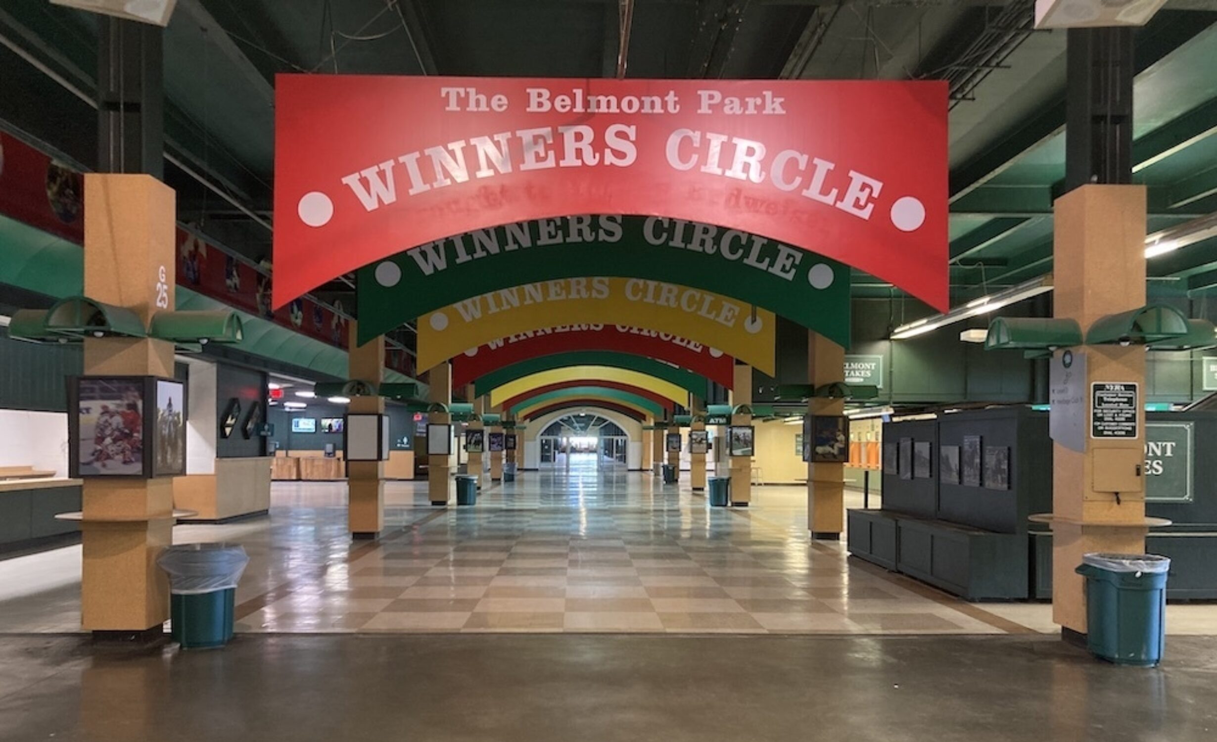 An empty Belmont Park Winners Circle on May 4, 2023.