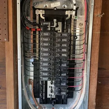 Electrical panel installed by Sonoma Coast Electric, Inc in a residential setting with clear wiring and professional workmanship.
