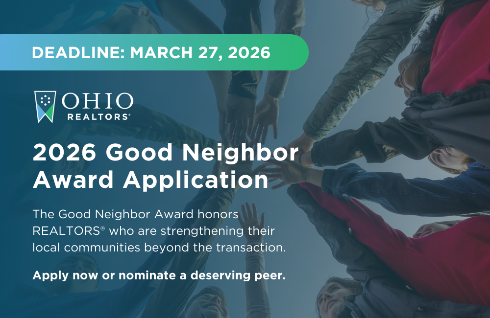 Apply for Ohio REALTORS<sup>®</sup> 2026 Good Neighbor Award