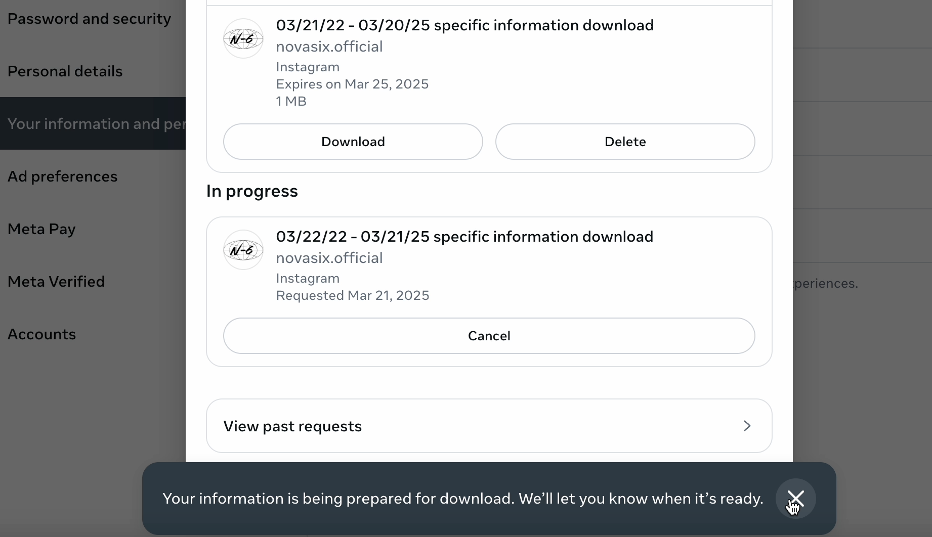 Download Requested Screenshot