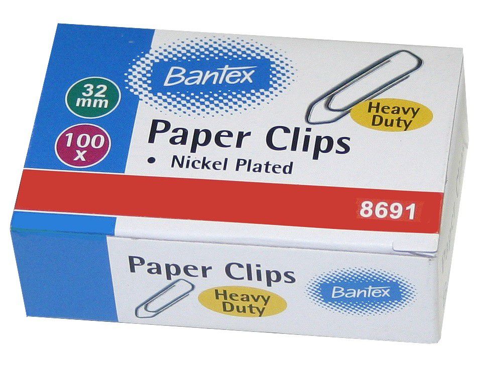 OfficeBox Bantex 32mm Paper Clips Nickel