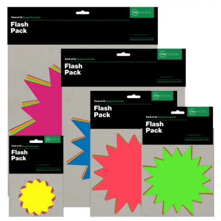 FLASH PACK EXTRA LARGE 260X260 DAYGLO ASST 12PK