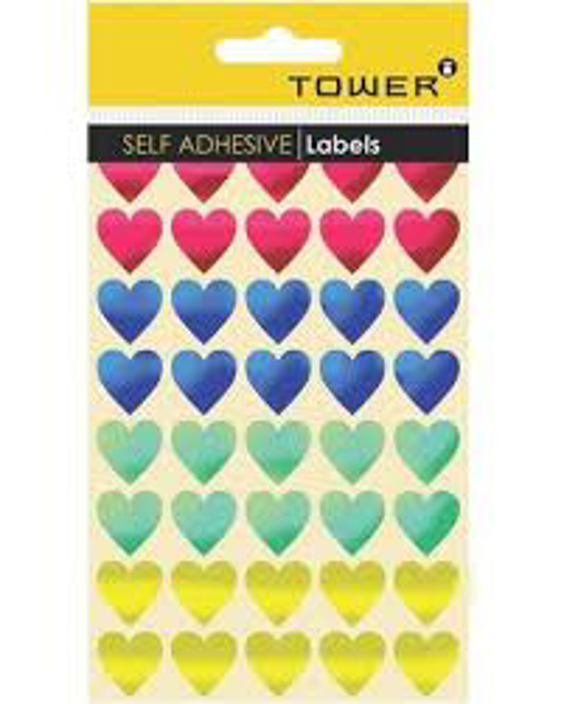 Tower Fluorescent Heart Stickers – 19mm, 160 Labels