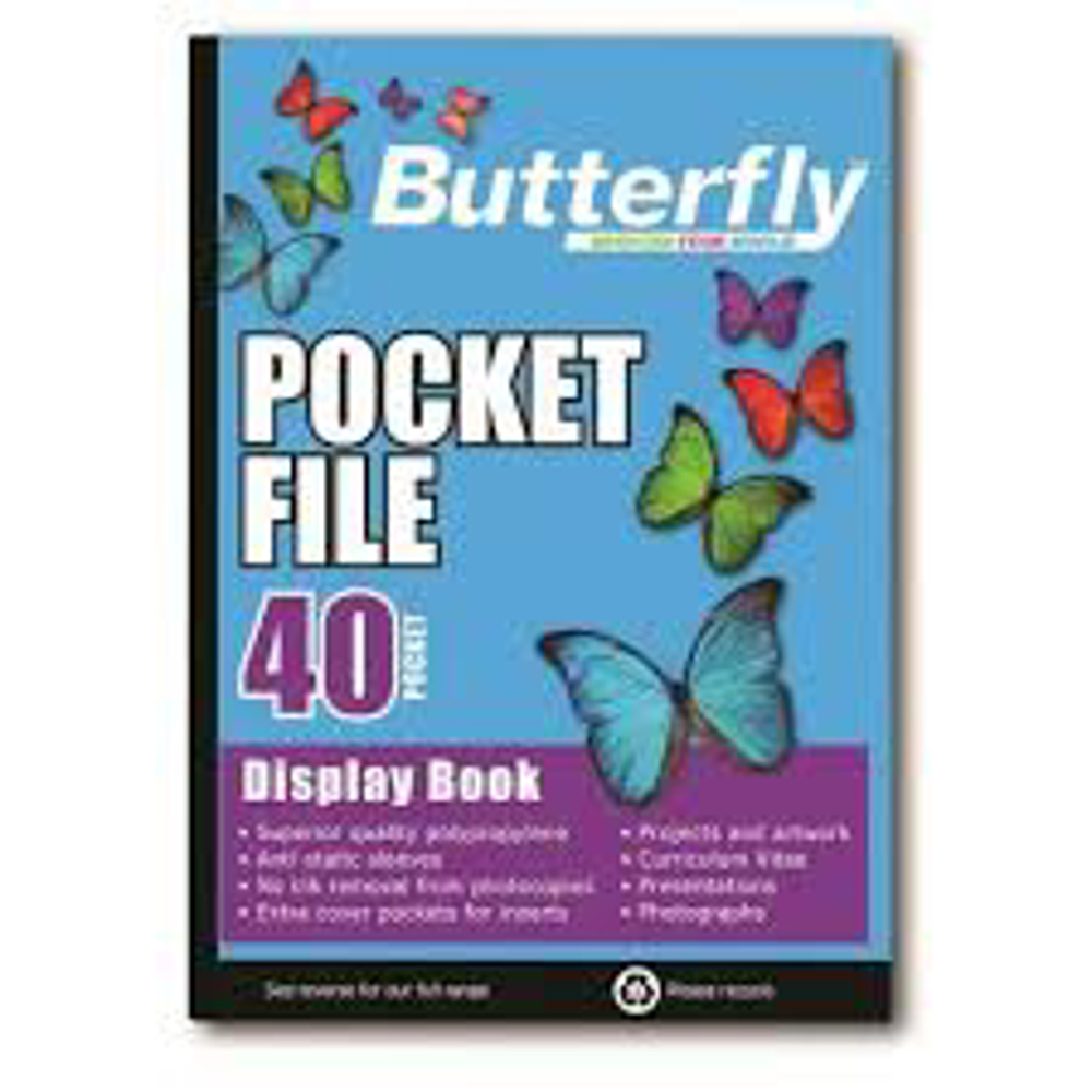 Butterfly A4 Pocket File – 40 Pockets