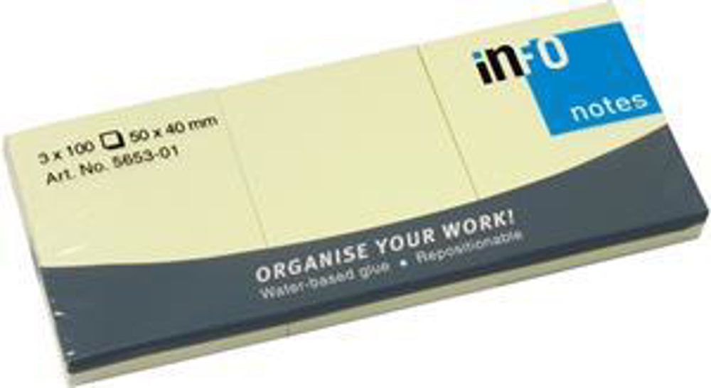Info Notes Sticky Notes – 50 x 40mm, Yellow