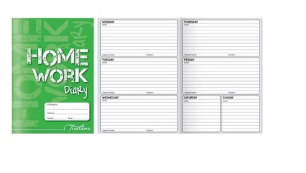 A5 Homework Diary Undated