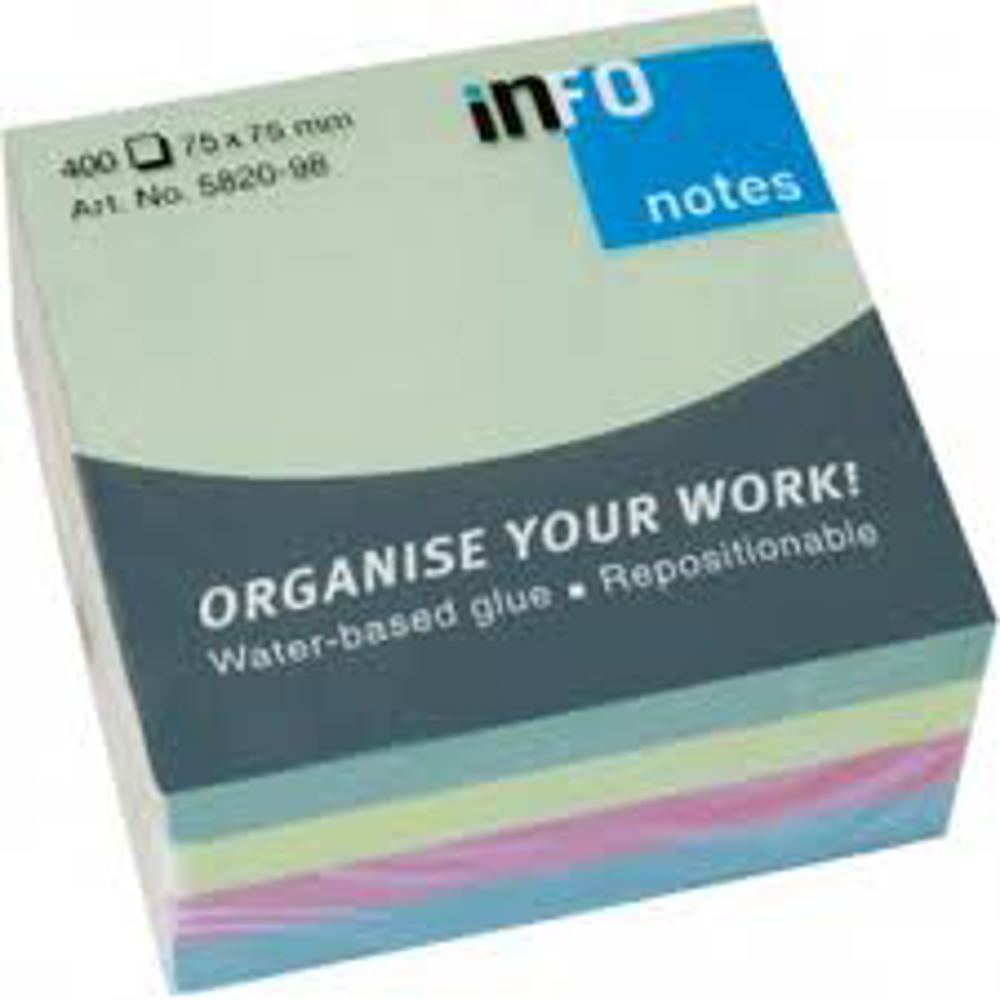 Info Notes Pastel Notes Cube – 75 x 75mm, 400 Sheets