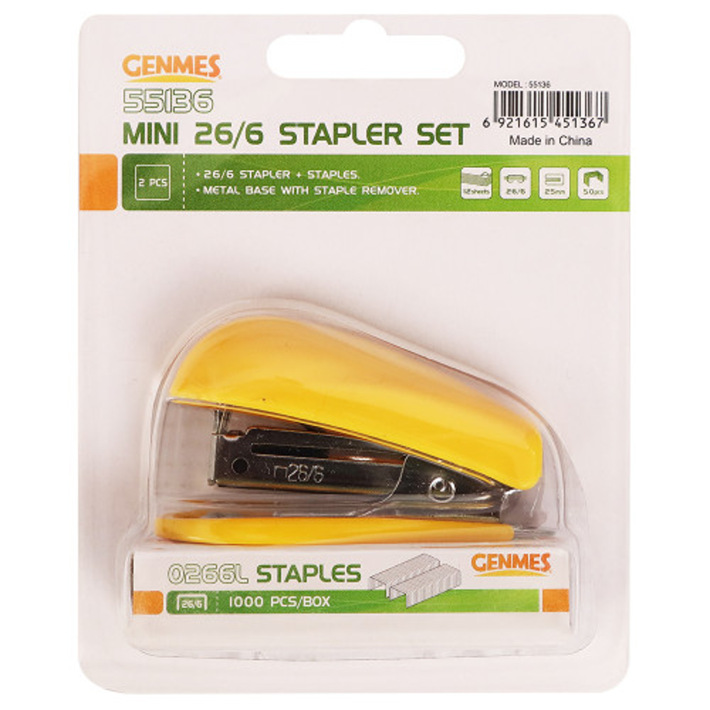 Genmes 55136 26/6 Mini Stapler Set