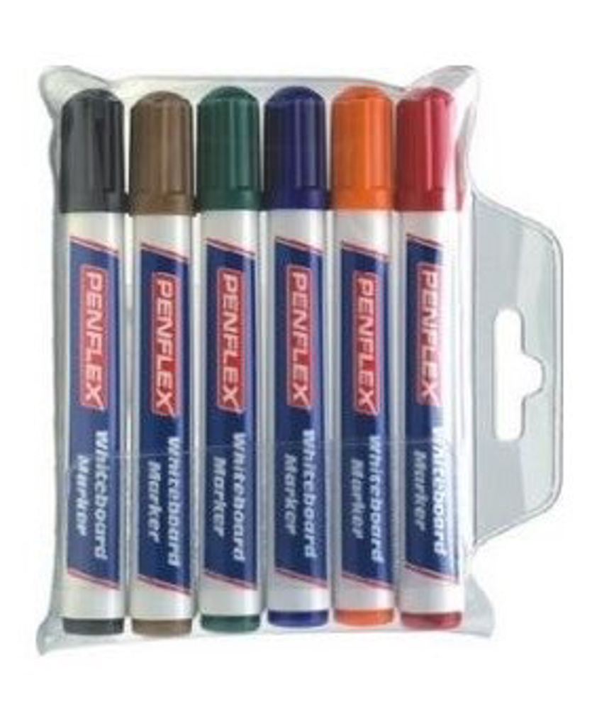 Penflex WB15 Whiteboard Markers – Assorted, Pack of 6