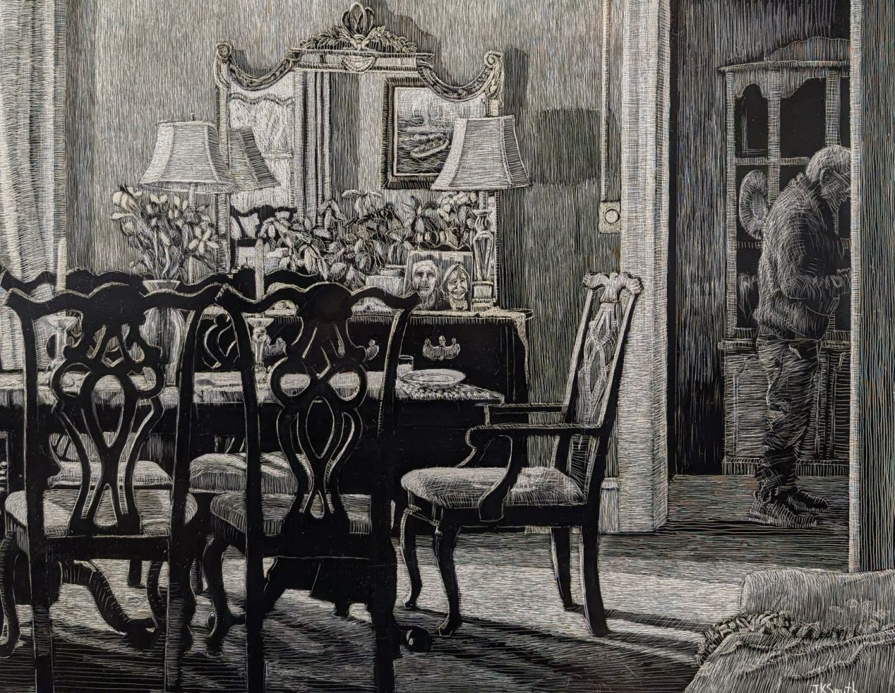 Joe Smith; After You've Gone; Scratchboard; Winner of the Jane Rotenberg Moss Memorial Award for Excellence in Contemporary Art