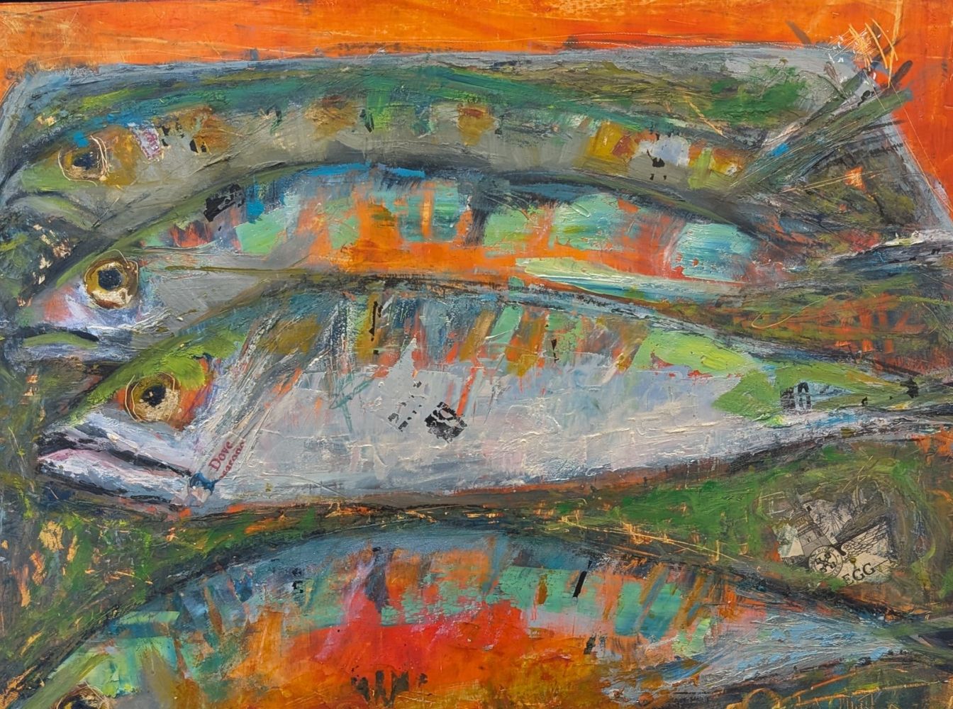 Adrienne Silversmith, Fish Fry, Winner of the C.F. Detra Memorial Award For Excellence in a Mixed Media or Abstraction
