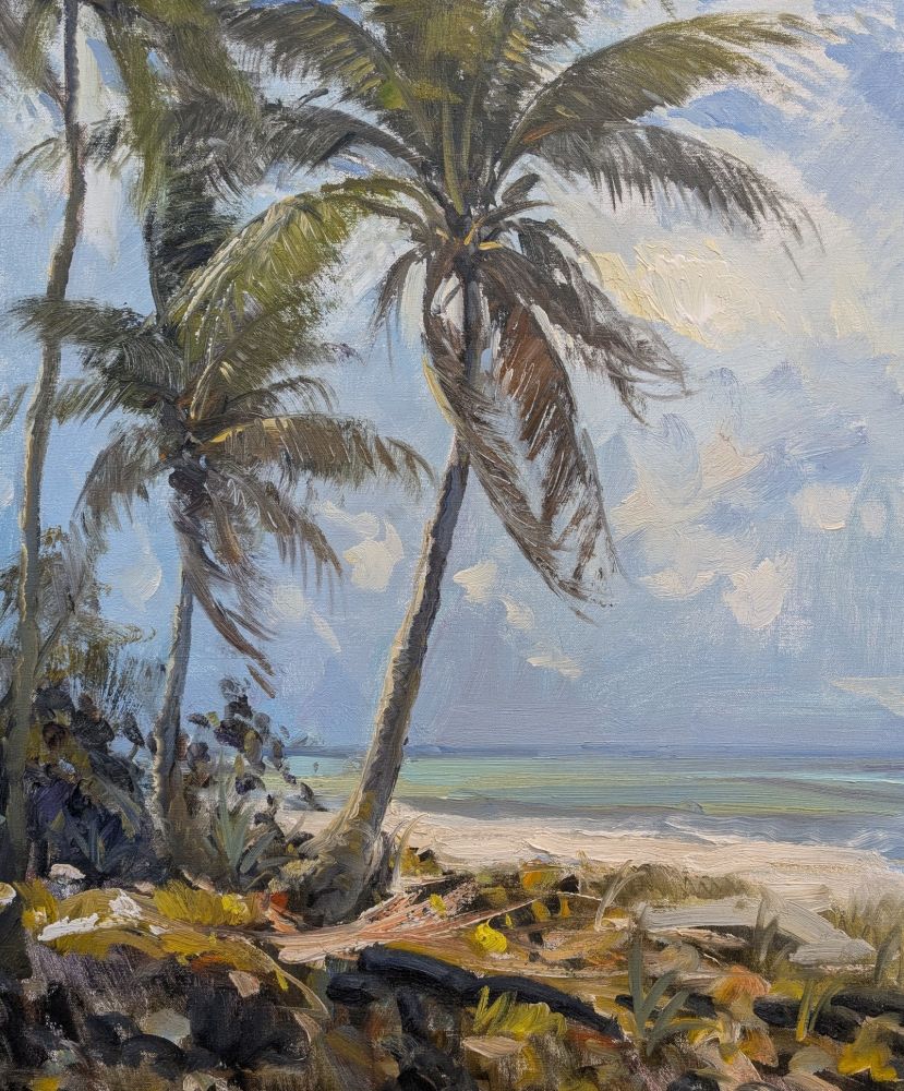 Robert Gruppe, Palms on Beach, Winner of the Alden Bryan Memorial Award for Traditional Landscape in Oil