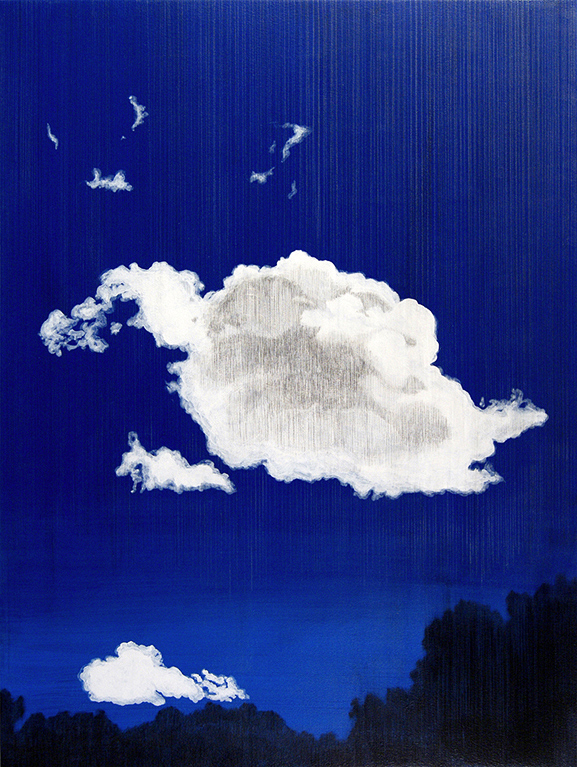 KALLOCH Sand T Floating Cotton Balls L 109776 Acrylic Graphite Colored Pencil Varnish on wood panel 48x36x2in 1 1