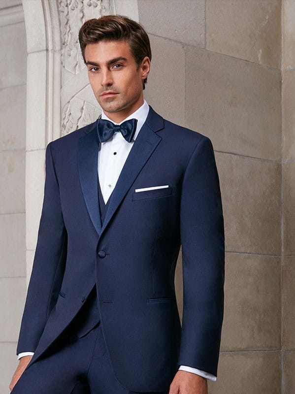 Traje Azul Con Moño Negro Nueva Moda Para Hombre, Faja, Pajarita