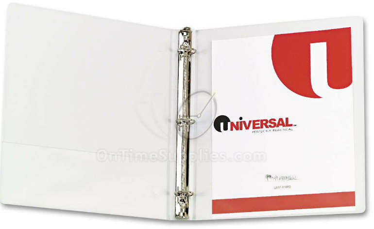 Universal 3 Ring Binders Economy View Round Ring 1//2 in White 6 Pack