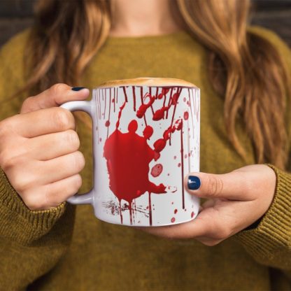 Bloody Hand HORROR MUG | 11oz White Ceramic Gothic Decor Dripping Red Blood Coffee Cup Paranormal Gift for Horror Lover - Image 3