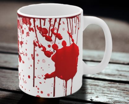 Bloody Hand HORROR MUG | 11oz White Ceramic Gothic Decor Dripping Red Blood Coffee Cup Paranormal Gift for Horror Lover - Image 2