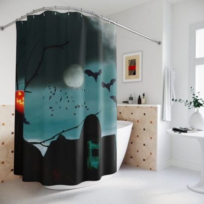 Halloween SHOWER CURTAIN | 71" x 74" Polyester Gothic Decor Haunted House Gift For Horror Lover Bathroom Horror Art - Image 3