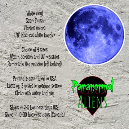 Blue Moon Sticker, Laptop Decal For Tumbler, Vinyl, Moon Phone Sticker, Goth Gift For Men, Halloween Gothic Decor - Image 5
