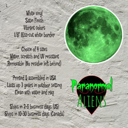 Green Moon Sticker, Laptop Phone Vinyl Decal, Goth Gift, Water Bottle Tumbler Sticker, Halloween Horror - Image 6