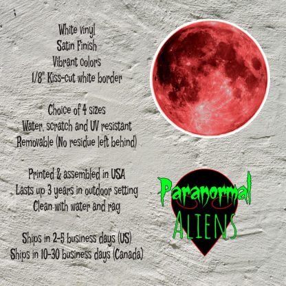 Red Moon Sticker, Vinyl Decal,  Laptop Phone Sticker, Tumbler Water Bottle, Blood Moon, Horror Gift - Image 6
