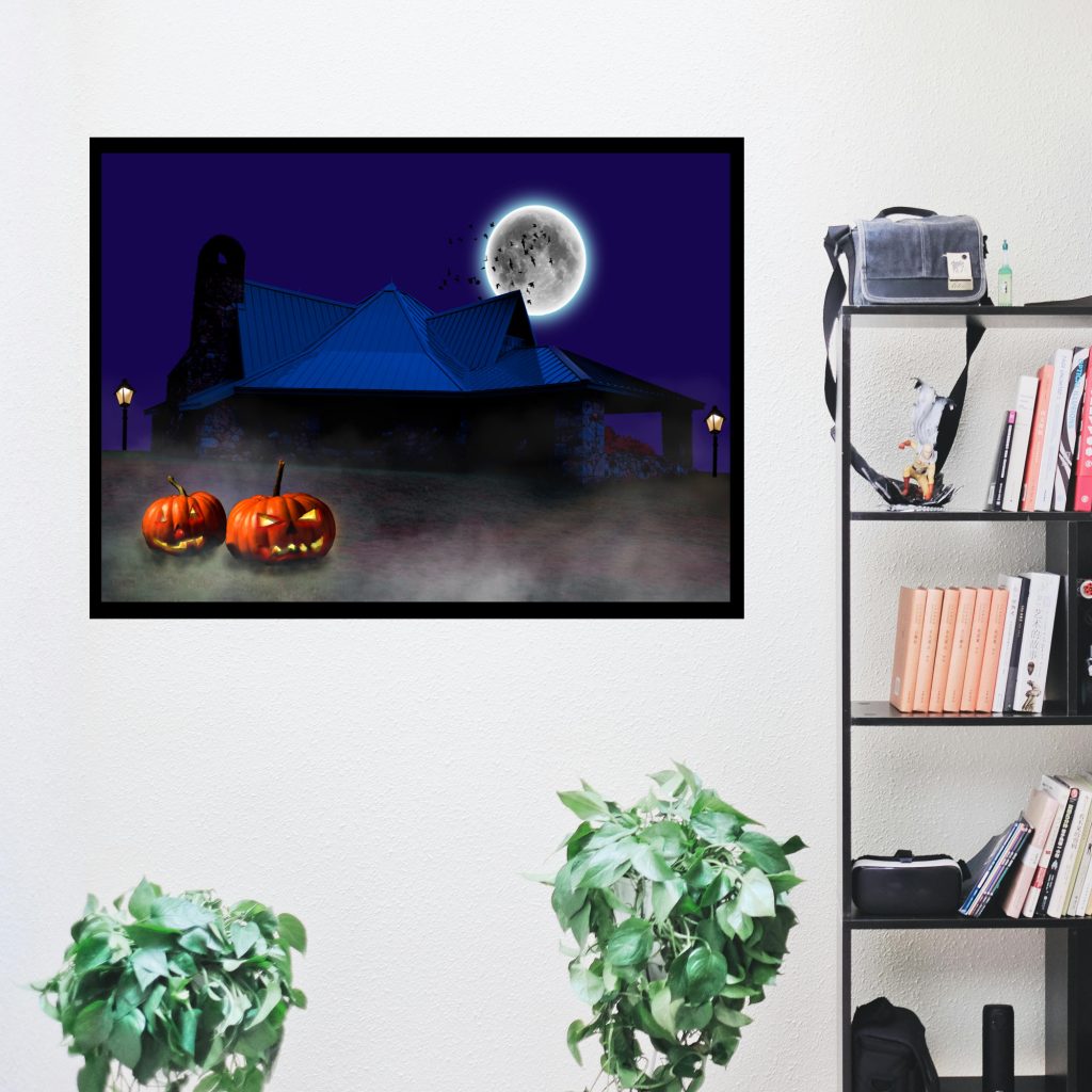 Pumpkin Jack O Lanterns Halloween Print, Goth Wall Art, Dark Landscape, Gift For Him, Halloween Decor, Horror Creepy Wall Art - Image 3