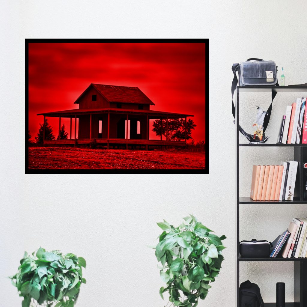 Haunted House Halloween Wall Art, Halloween Print, Goth Wall Art, Horror Gift, Red Sky, Gothic Wall Decor - Image 4