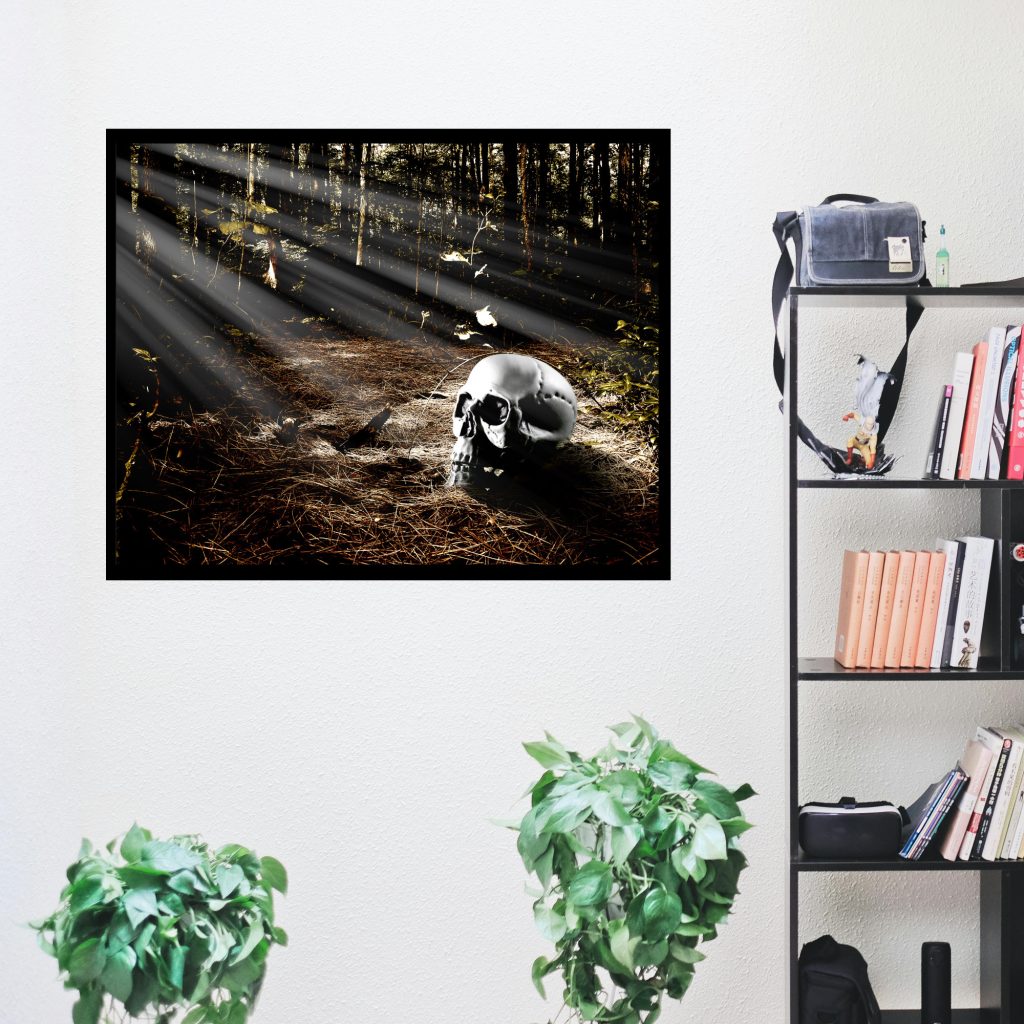 Skeleton Forest Picture, Dark And Moody, Spooky Decor, Halloween Picture, Skeleton Goth Art Print, Skull Print - Image 4