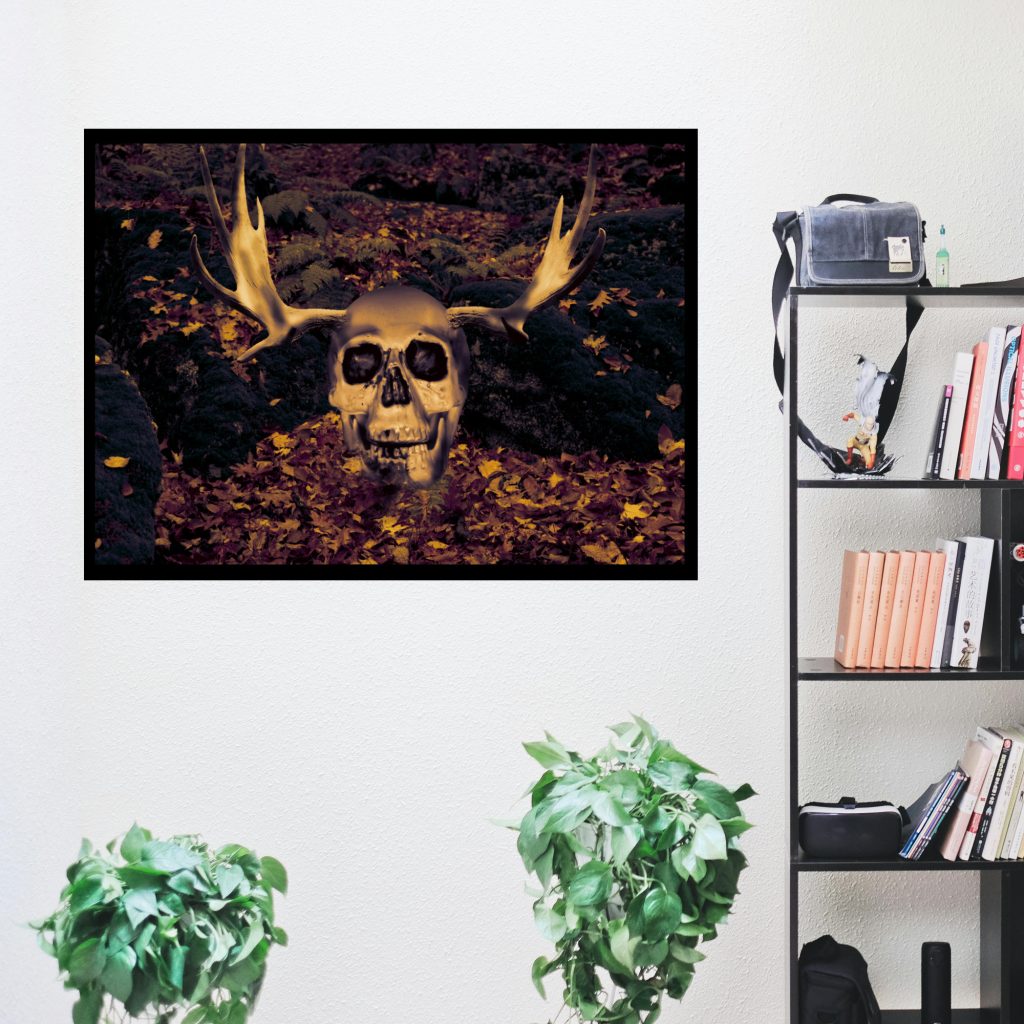 Creepy Skull Art Skeleton Print, Goth Gift, Macabre Art, Skull With Antlers, Halloween Print, Skeleton Photo - Image 4
