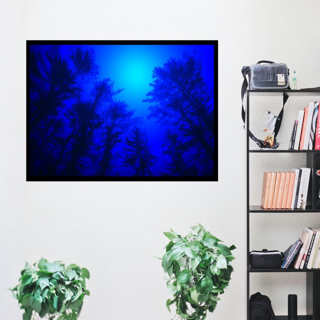 Creepy Poster, Dark And Moody Blue Forest, Spooky Trees, Dark Art Print, Spooky Forest, Gothic Fantasy Art, Goth Gift - Image 4