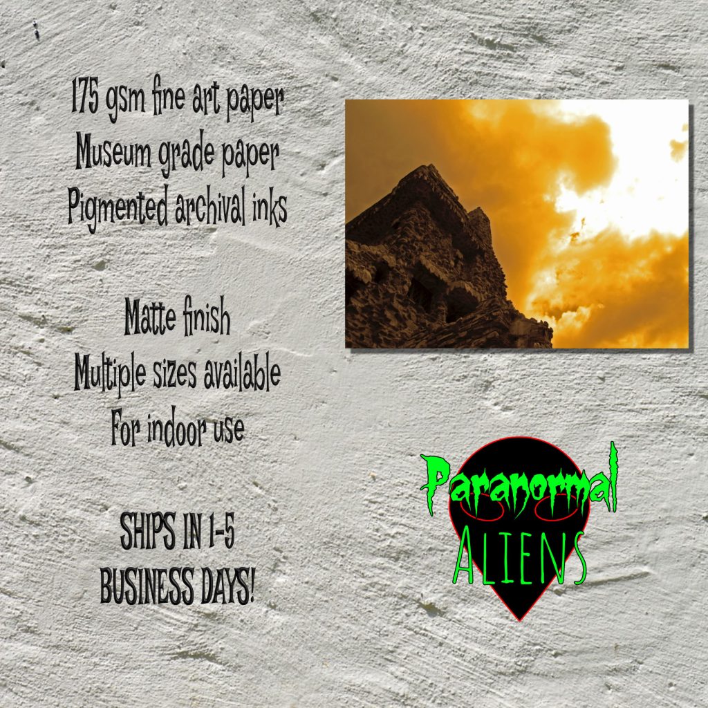 Creepy Landscape Dark Art Print, Goth Wall Art, Gothic Castle Golden Sky, Creepy Poster, Goth Gift, Living Room, Gothic Art - Image 5