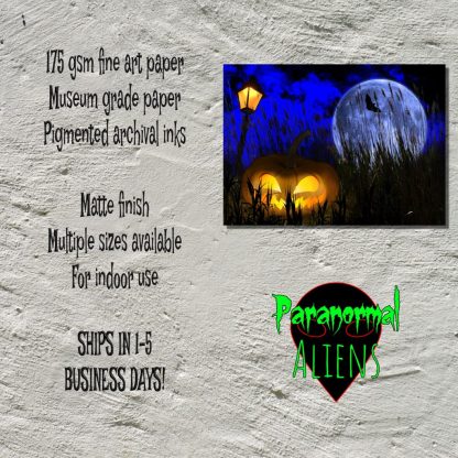 Jack O Lantern Pumpkin Poster, Moon Halloween Wall Art, Gothic Decor, Creepy Art Print, Dark Landscape On Farm - Image 5