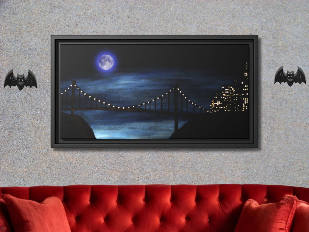 Bridge By Cityscape Framed Gothic Wall Art, Dark And Moody Wall Art, Framed Canvas Print Horror Gift Idea, Gothic Wall Decor, Dark Art Print - Image 2