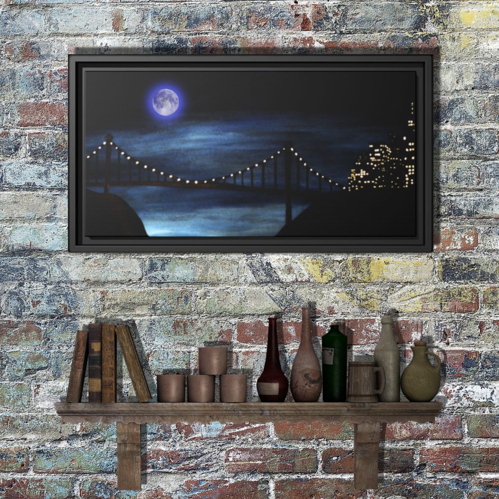 Bridge By Cityscape Framed Gothic Wall Art, Dark And Moody Wall Art, Framed Canvas Print Horror Gift Idea, Gothic Wall Decor, Dark Art Print - Image 3