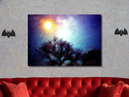 Creepy Full Moon Halloween Art Canvas Print, Gothic Dark Art, Living Room Art, Gothic Wall Decor, Horror Dark Landscape - Image 2