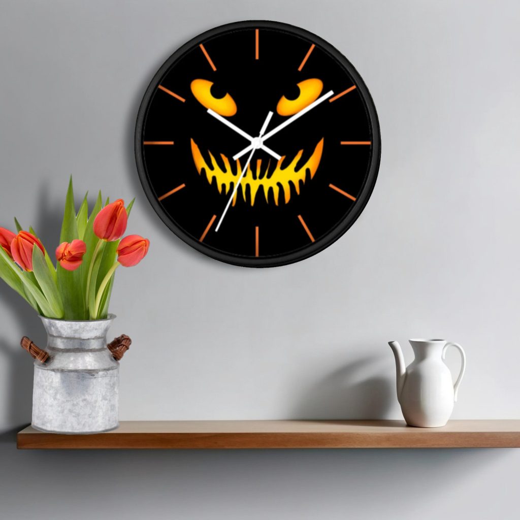 Creepy Jack O Lantern Halloween Clock, Goth Wall Art, Spooky Wall Clock, Goth Decor, Halloween Decoration - Image 3