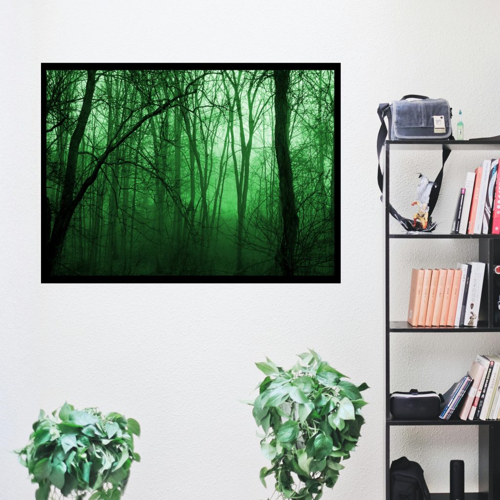 Foggy Spooky Forest Creepy Landscape Dark Art Print, Living Room Art, Spooky Trees Green Fog, Goth Wall Art, Horror Gift - Image 4