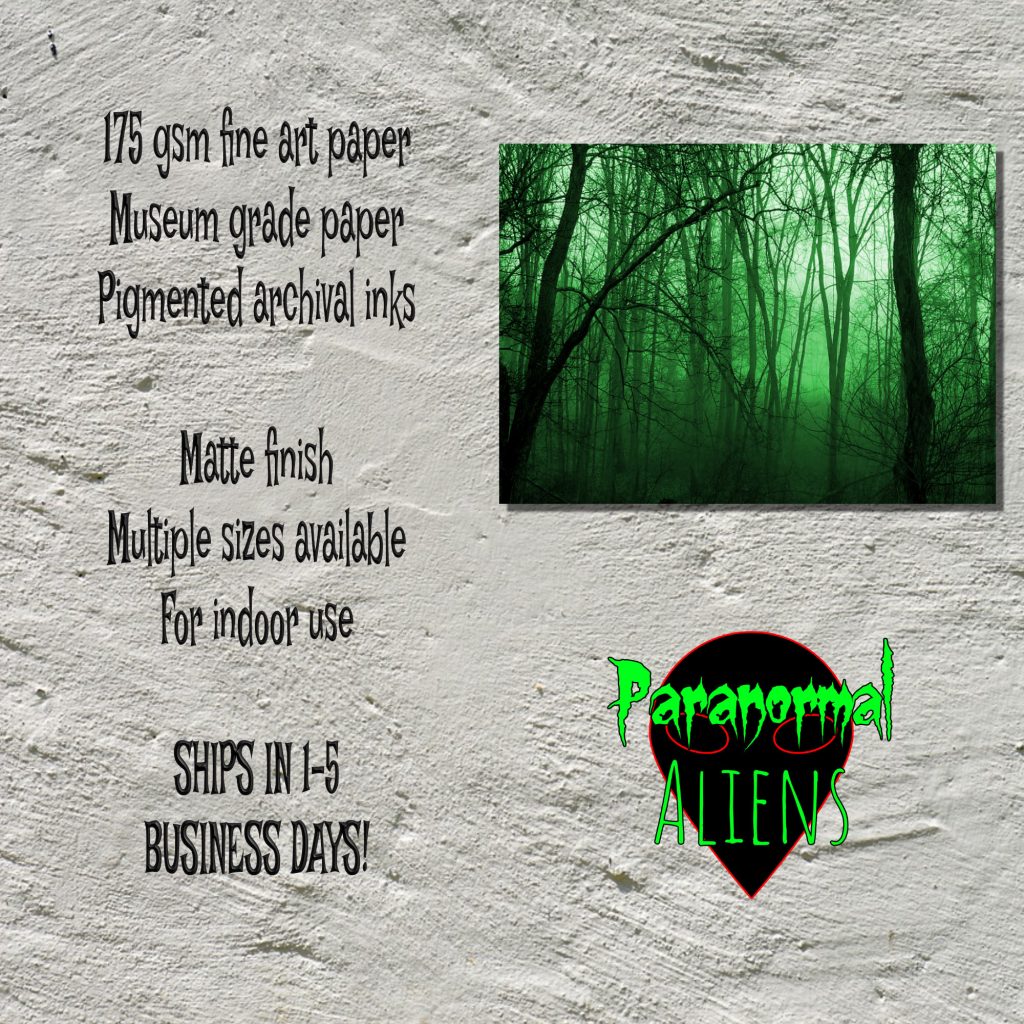 Foggy Spooky Forest Creepy Landscape Dark Art Print, Living Room Art, Spooky Trees Green Fog, Goth Wall Art, Horror Gift - Image 5
