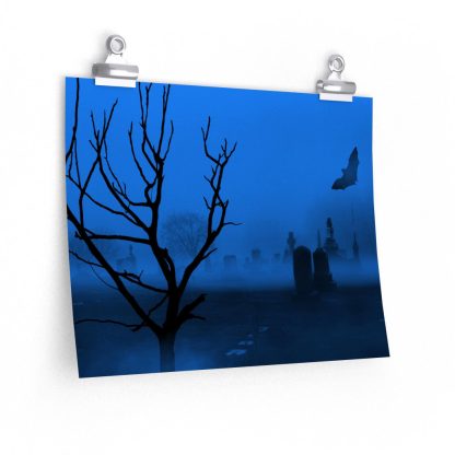 Bat Over Graveyard At Midnight Gothic Wall Art Poster