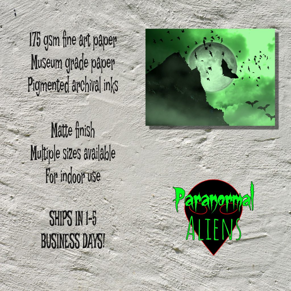 Castle Goth Wall Art, Gothic Bats Green Poster, Macabre Art, Gift For The Home, Dark Landscape, Halloween Decor, Creepy Wall Art - Image 5