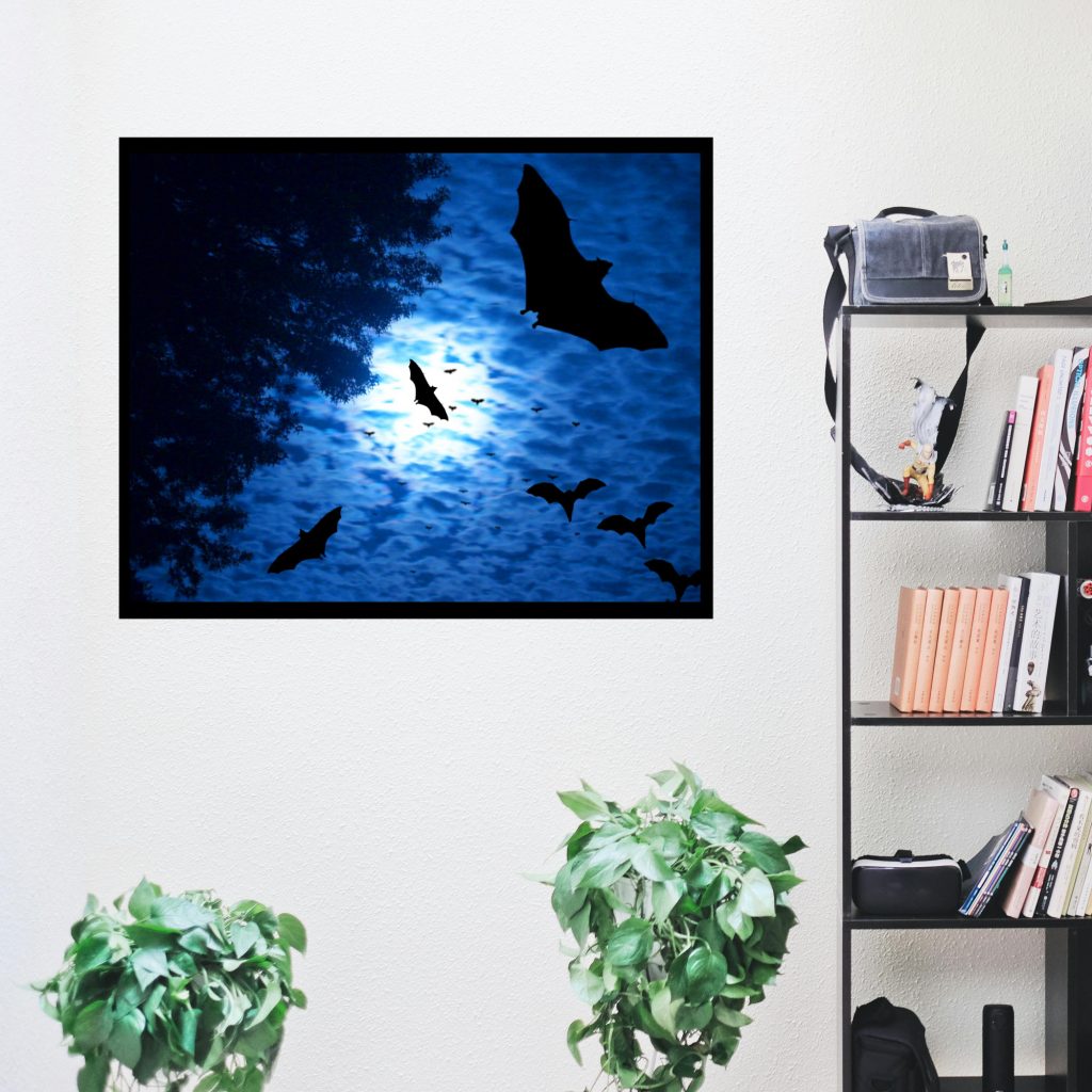 Gothic Bats Full Moon Poster, Dark And Moody, Dark Art Print, Macabre Wall Art, Horror Gift, Goth Halloween Poster - Image 4