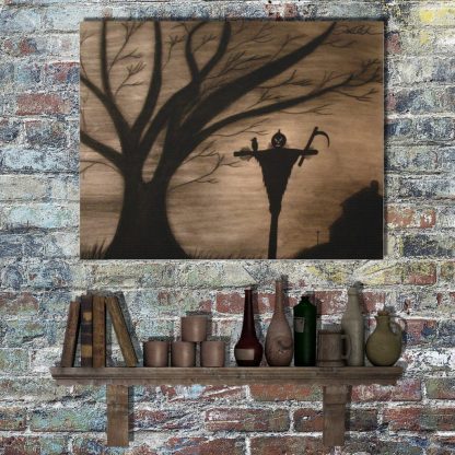 Creepy Scarecrow Halloween Print Canvas, Goth Wall Art, Horror Creepy Wall Art, Drawing, Dead Tree, Halloween Gift - Image 3