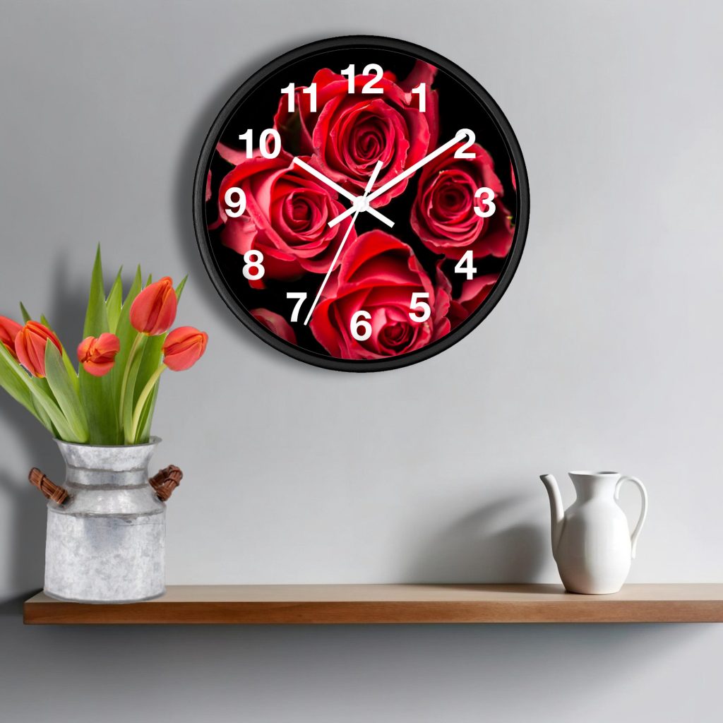 Gothic Red Roses Unique Wall Clock, Floral Decor, Garden Flowers, Goth Clock Wall Art - Image 3