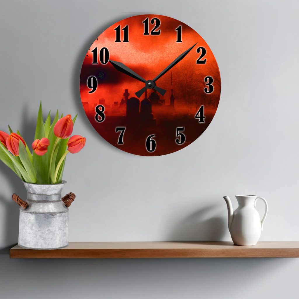 Spooky Cemetery Horror Wall Clock, Gift For Horror Lover, Goth Decor, Living Room Bedroom, Halloween Decoration, Gothic Wall Art - Image 3