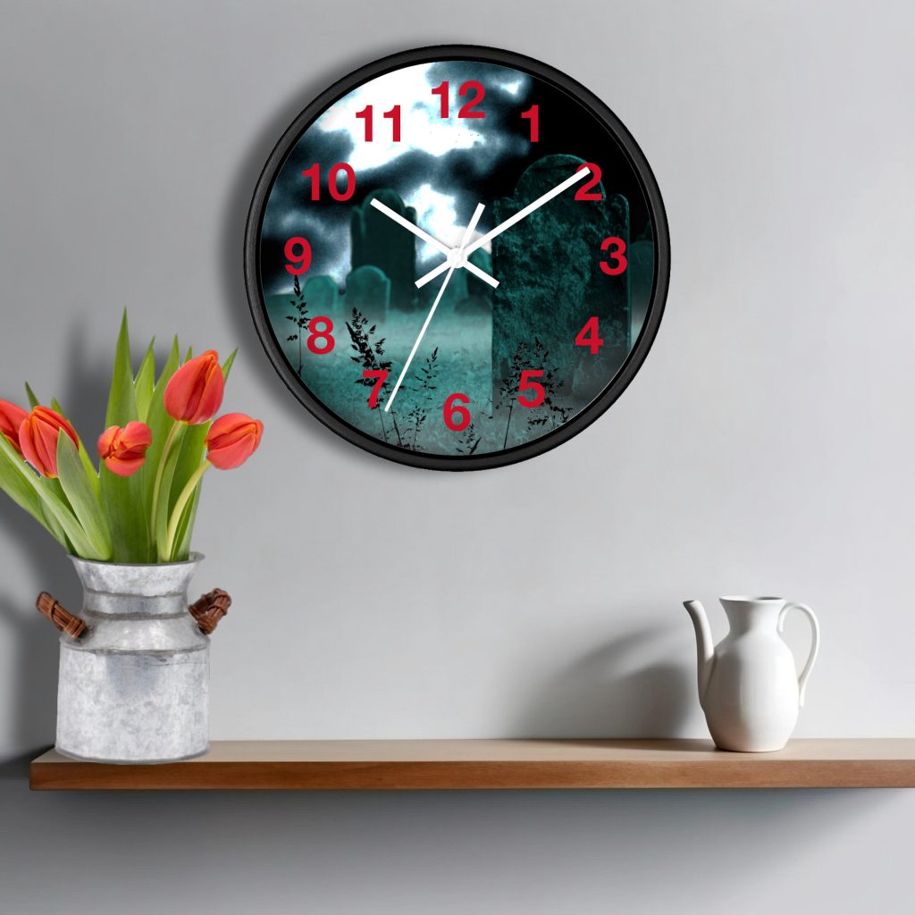 Stormy Graveyard Horror Clock, Scary Halloween Unique Wall Art, Cemetery Goth Decor, Gift For Horror Lovers - Image 3